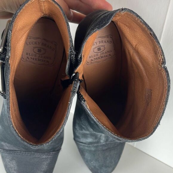 Lucky Brand Laureen Distressed Finish Nubuck Leather Ankle Boots 8.5 - Picture 6 of 12